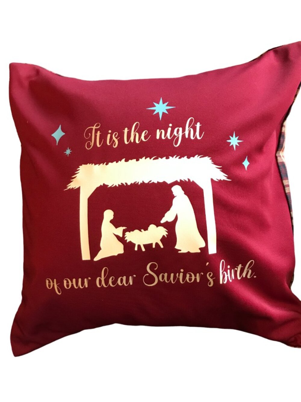 Christmas Nativity Pillow Cover, Handmade Holiday Décor It is the Night 18 x 18